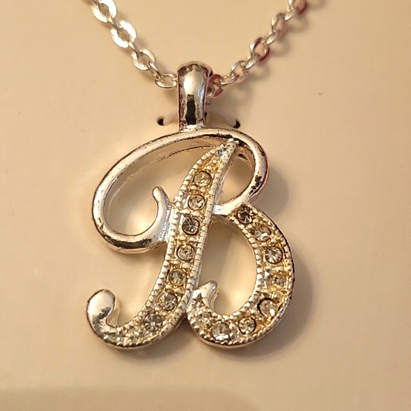 NEW Cubic Zirconia Silver-tone "B" Necklace & Earrings Set! - Picture 4 of 9
